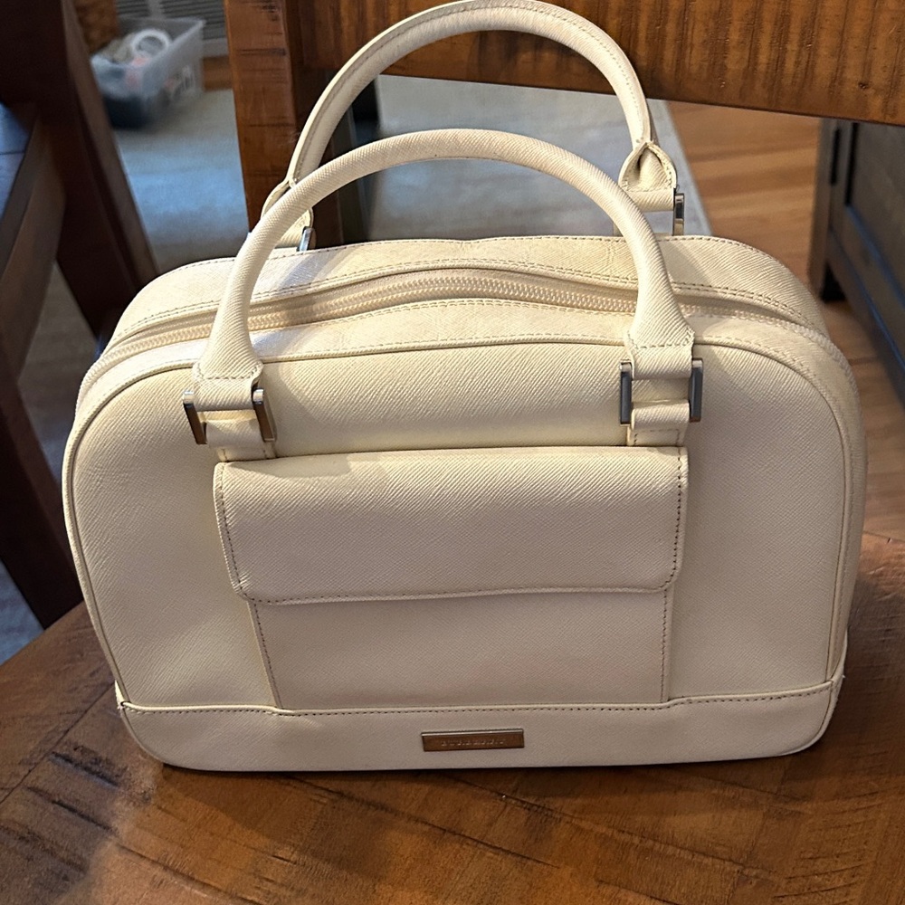 Burberry Cream Leather‎ Dome Satchel with Burberry Floral Scarf Accent